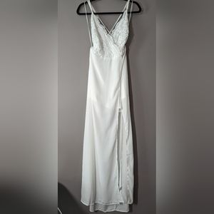 NWOT White Romper/Dress Side Slit Lace Top Dress Day Large